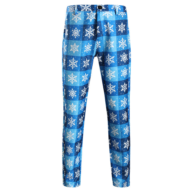 Men's Snowflake Plaid Pants #XK42 - Pants | Blue / M