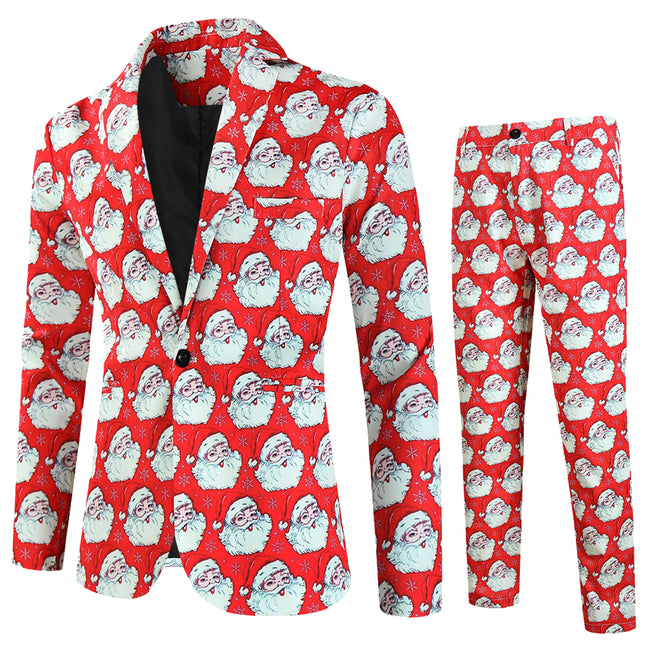 Men's Christmas Printed Suit #2TZ643 - Suits | Red / M