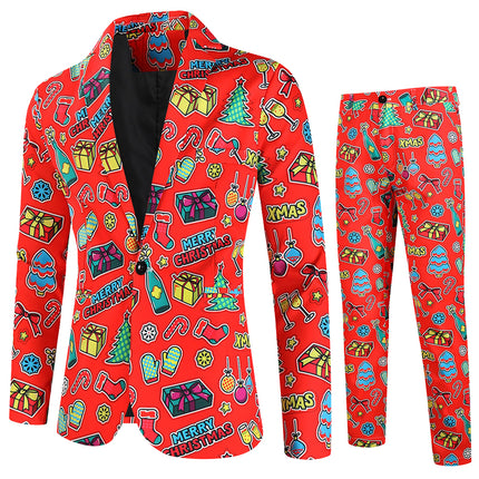 Men's Stylish Christmas Print Suit #2TZ636 - Suits | Multicolour / M