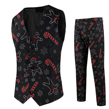 Men's Christmas Printed Vest Suit #2TZMK661 - Suits | Multicolour / M