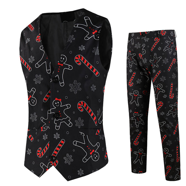 Men's Christmas Printed Vest Suit #2TZMK661 - Suits | Multicolour / M