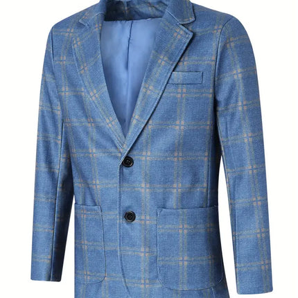 Men's Elegant Plaid Blazer #25060911 - Blazers | Blue / S