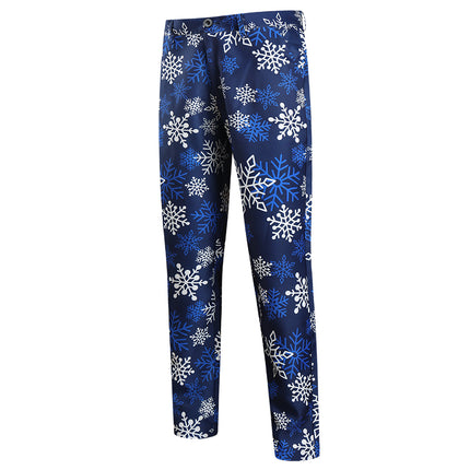 Men's Snowflake Print Pants #XK36 - Pants | Blue / M