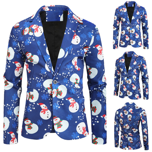 Men's Christmas Print Blazer #X23