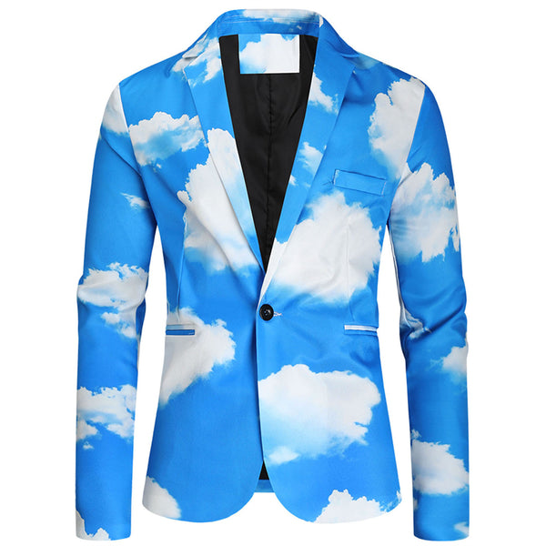 Men's Cloud Print Suit #2TZ145
