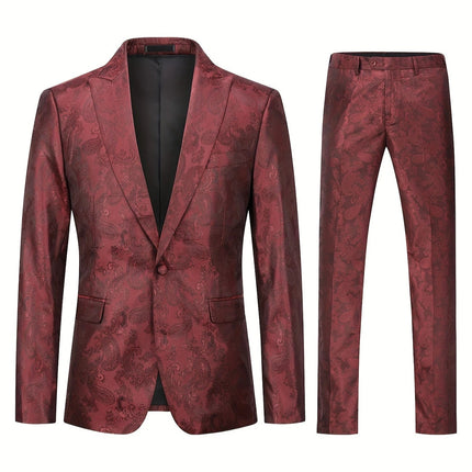 Men's Print Suit #25062395 - Suits | Burgundy / XS