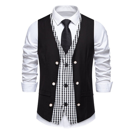 Men's Faux Two-Piece Vest #25062393 - | Black / S