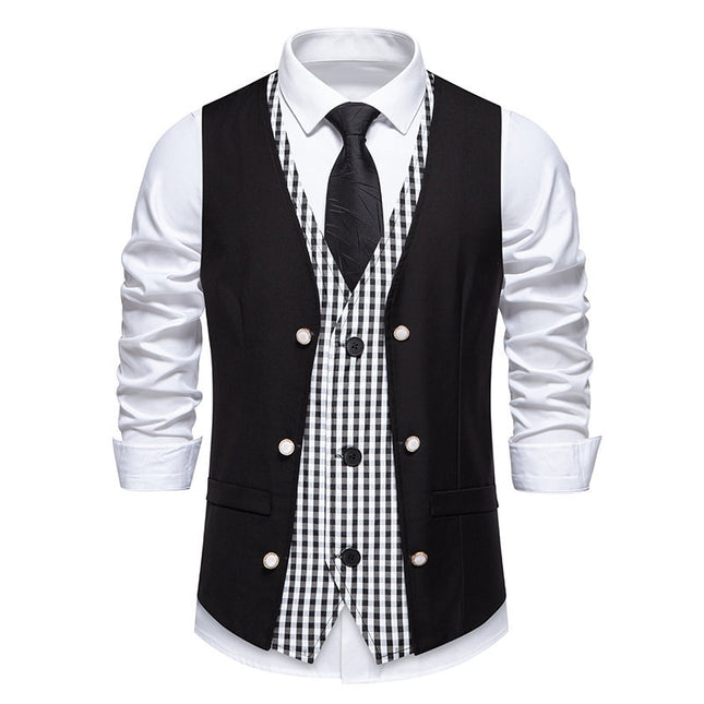 Men's Faux Two-Piece Vest #25062393 - | Black / S