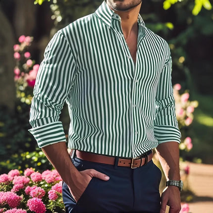 Men's Striped Shirt #25062405 - | Green / S