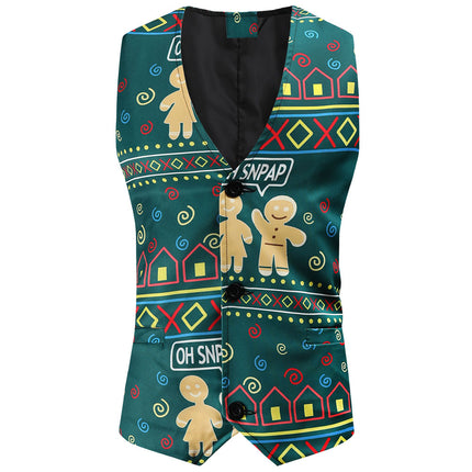 Men's Vintage Christmas Print Vest #MJ52 - Vests | Multicolour / M