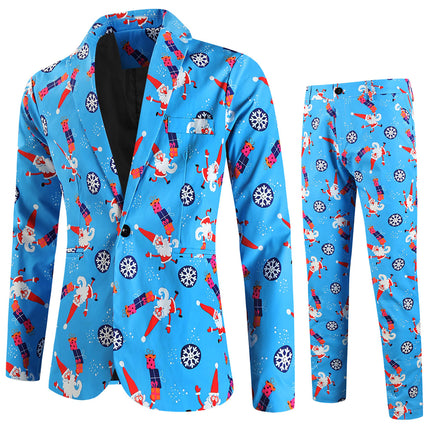 Men's Fresh Printed Suit #2TZ652 - Suits | Blue / M