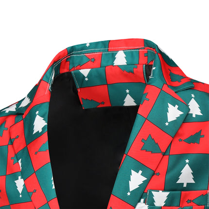 Men's Christmas Plaid Printed Suit #2TZ43 - Suits | Multicolour / M
