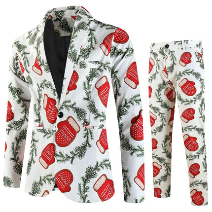 Men's Christmas Gloves Print Suit #2TZ651 - Suits | Multicolour / M