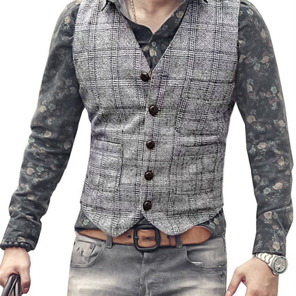 Men's Check Vest #MJ5001 - Vests | Gray / M