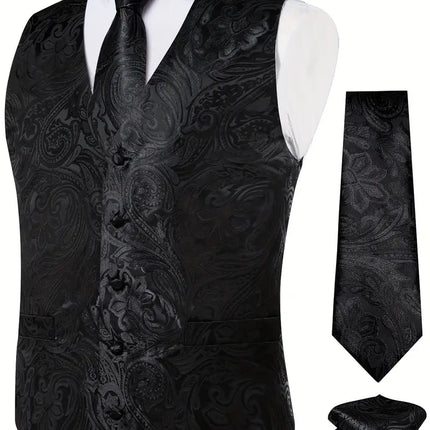 Men's Vest Tie Handkerchief Set #25061019 - Vests | Color1 / S