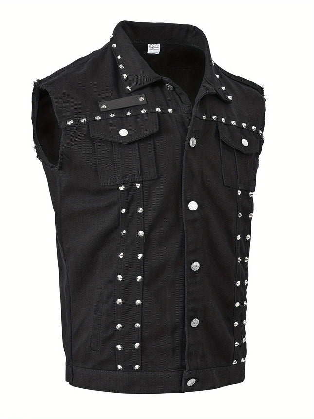 Men’s Denim Rivet Vest #25625013 - Vests | Black / S