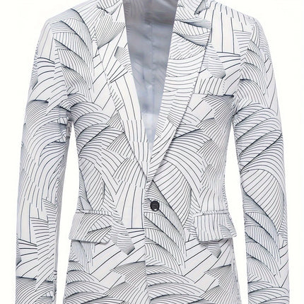 Men's Wave Printed Blazer #25060703 - Blazers | White / S