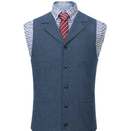 Men's Retro Tweed Suit Vest #800 - | Black / XS
