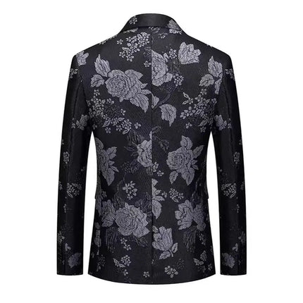 Men's Silver Floral Embroidered Blazer  #S8509
