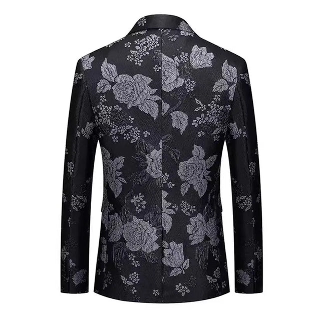 Men's Silver Floral Embroidered Blazer  #S8509