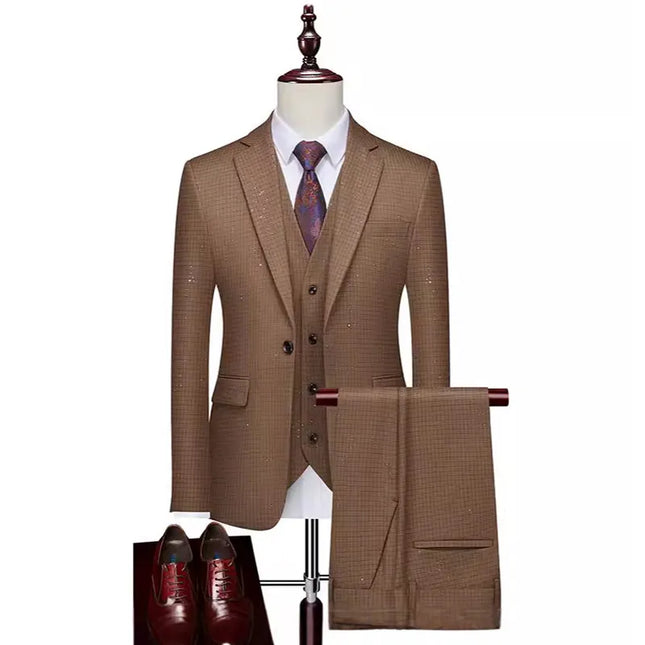 Men's Sparkling Plaid 3-Piece Suit  #S8511