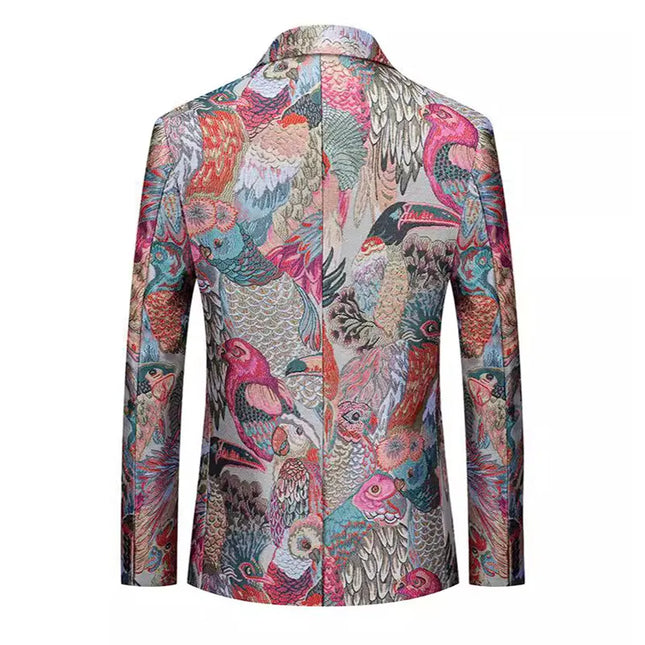 Men's Parrot Tapestry Blazer #S8513 - Blazers | Multicolour / XS