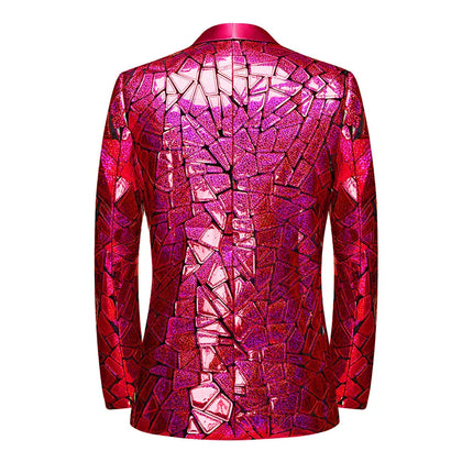 Men's Red Holographic Sequin Jacket  #M8074-1