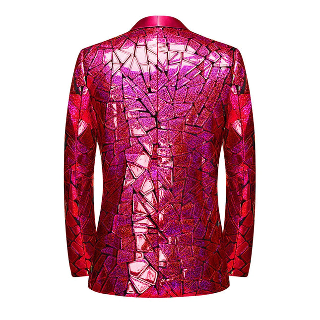 Men's Red Holographic Sequin Jacket  #M8074-1