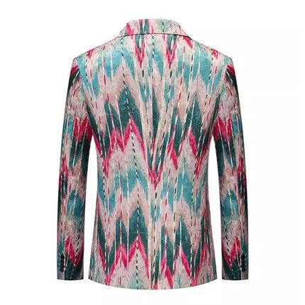 Men's Zigzag Pattern Blazer #S8521 - Blazers | Multicolour / XS