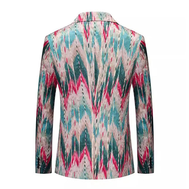 Men's Zigzag Pattern Blazer #S8521 - Blazers | Multicolour / XS