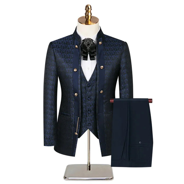 Men's 3 Piece Noble Knight Suit #S8583 - Suits | Blue / XS