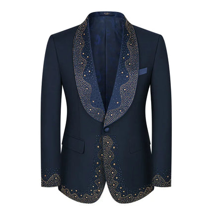 Men's 3 Piece Stylish Dotted Suit #S8284 - Suits | Blue / XS