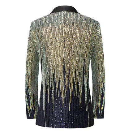 Men's Midnight Gold Sequin Tuxedo #S8538 - Blazers | Multicolour / S