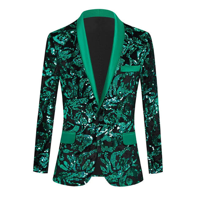 Men's Sparkling Mirage Abstract Tuxedo #S8340 - Blazers | Green / XS