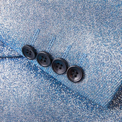 Men's Blue Sequin 2 Piece Color Suit #S8599 - Suits | Blue / XS