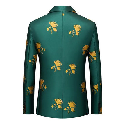 Men's Ginkgo Leaf Blazer #S8304 - Blazers | Green / XS