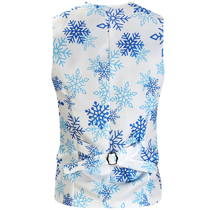 Men's Snowflake Print Vest #MJ626 - Vests | Blue / M