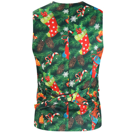 Men's Christmas Print Vest #MJ629 - Vests | Multicolour / M