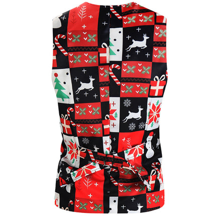 Men's Christmas Fashion Printed Vest #MJ622 - Suits | Multicolour / M