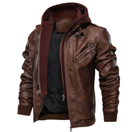 Men's Hooded Motorcycle Jacket #25061246 - | Dark Gray / S