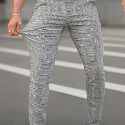 Men's Elegant Plaid Pants #25627023 - Pants | Light Gray / 28