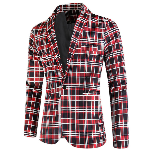 Men's Elegant Plaid Blazer #X6203