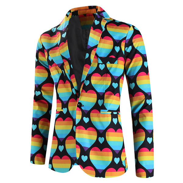 Men's Colorful Heart Print Blazer #X1905