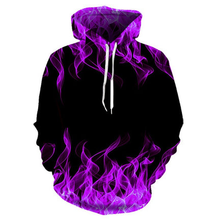 Men's Flame Print Hoodie #25703041 - | Purple / S