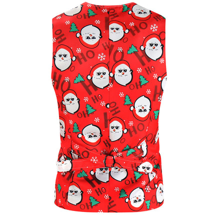 Men's Christmas Print Vest #MJ621 - Vests | Red / M