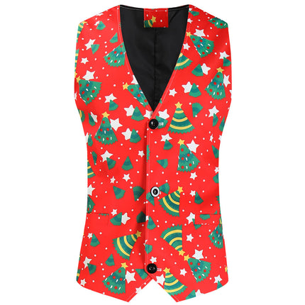 Men's Christmas Printed Vest #MJ640 - Vests | Multicolour / M