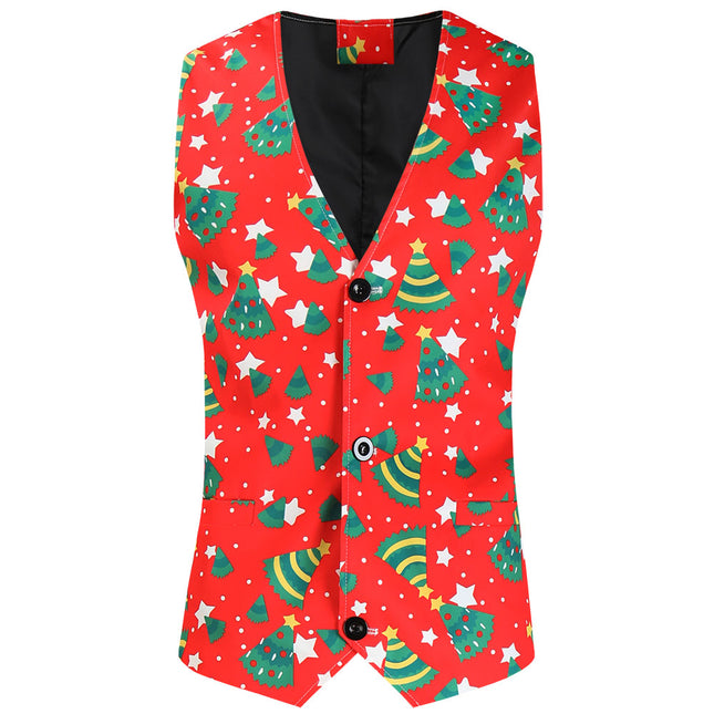 Men's Christmas Printed Vest #MJ640 - Vests | Multicolour / M