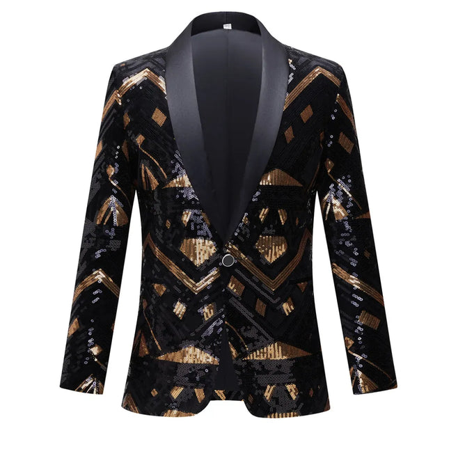 Men's Color Block Sequins Tuxedo  #S8030