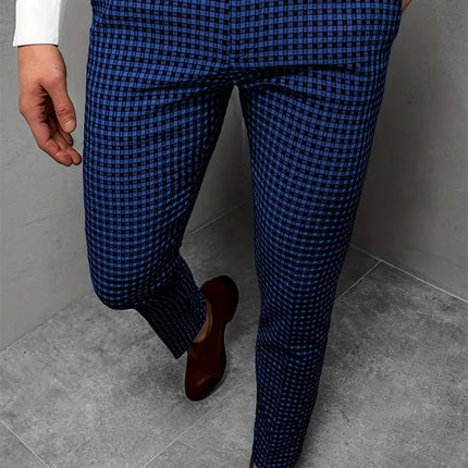 Men's Classic Plaid Pants #XK6032 - Pants | Royal Blue / S