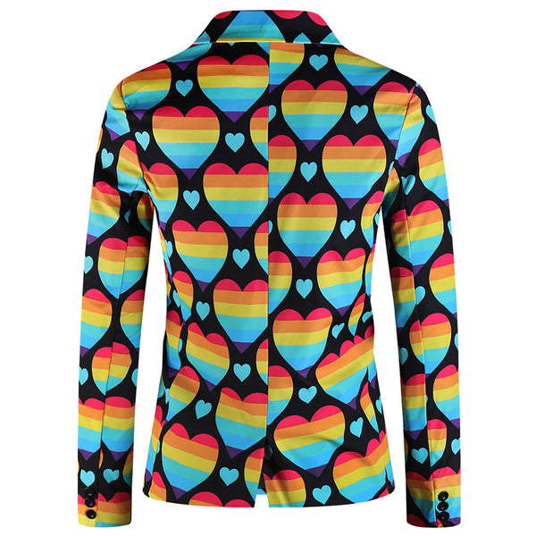 Men's Colorful Heart Print Blazer #X1905
